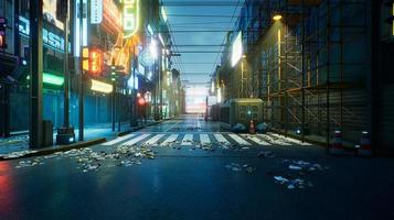 cidade cyberpunk com espaço para adicionar personagem. renderização 3D foto