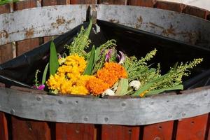 flores prestam homenagem a buda no lixo foto