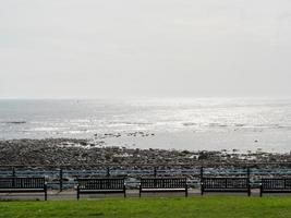 jardim e litoral perto de newcastle na inglaterra foto