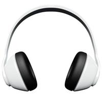 fones de ouvido clássicos brancos isolados rendaring 3d. ilustração de ícone de fone de ouvido. tecnologia de áudio. foto