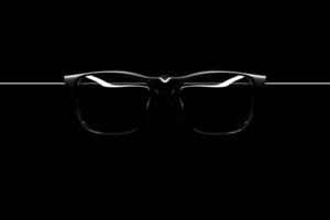 ilustração 3D de óculos de sol hipster preto em fundo isolado foto