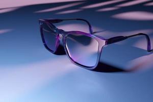 óculos de sol pretos realistas em um fundo monocromático, ilustração 3d foto