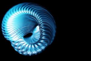 Ilustração 3D de perto de uma forma azul. célula fantástica. formas geométricas simples foto