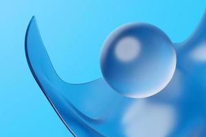 figuras volumétricas de vidro de ilustração 3D da esfera de iluminação sobre fundo azul foto