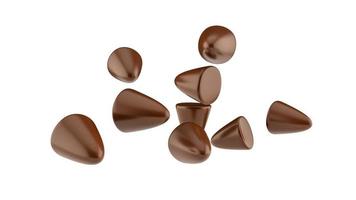 forma de pirâmide voadora de um cuberdons é um doce muito saboroso de ghent em ilustração 3d de chocolate foto