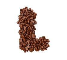 letra l feita de pedaços de chocolate pedaços de chocolate letra do alfabeto l ilustração 3d foto