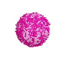 bola de baunilha revestida de granulado rosa. delicioso doce. fundo isolado. ilustração 3D foto