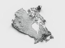 mapa do canadá, bandeira da Islândia, mapa de altura de cor de relevo sombreado em fundo branco, ilustração 3d foto