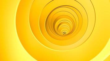 círculo concêntrico 3d abstrato brilhante com círculos amarelos caoticamente tubos torcidos geometria 3d ilustração foto