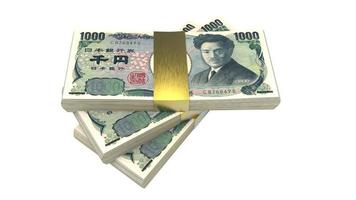 renderização em 3d de moeda iene japonês foto