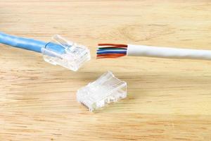 rj45 com cabo para uso de cabo de internet de rede, dispositivo para conectividade de cabo de rede foto