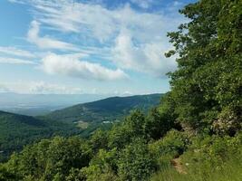 árvores verdes e colinas e céu em massanutten, virginia foto