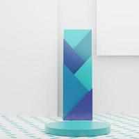 formas geométricas minimalistas abstratas 3D. pódio de luxo brilhante para o seu design no interior da moda. palco de desfile de moda, pedestal, vitrine com tema colorido. foto