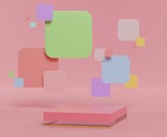formas geométricas minimalistas abstratas 3D. pódio de luxo de gradientes pastel para o seu design na moda. palco de desfile de moda, pedestal, vitrine com tema colorido. foto
