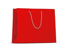 saco de compras vazio vermelho para publicidade e branding foto