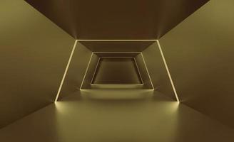 3d renderização de fundo abstrato de luz neon dourada brilhante, sci-fi, conceito de tecnologia, exibição de produtos, showroom, ilustração, papel de parede