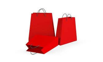 saco de compras vazio vermelho para publicidade e branding.3d render foto