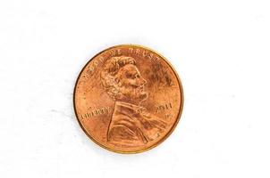 Moeda de 1 centavo de cobre em deus confiamos foto