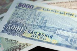 notas em cinco mil dong vietnamita close-up