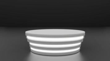 Ilustração de renderização 3D da vitrine de pódio para colocação de produtos em design minimalista. foto