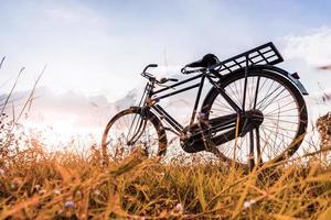 bicicleta vintage com grassfield de verão