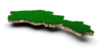 seção transversal da geologia da terra do mapa da armênia com grama verde e ilustração 3d da textura do solo da rocha foto