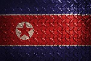 estatística de textura de metal de bandeira da coreia do norte foto