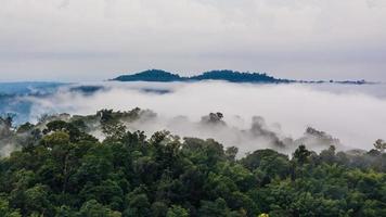 montanhas com árvores e nevoeiro na tailândia foto