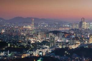 Seul à noite, skyline da cidade da coreia do sul
