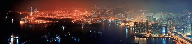 noite aérea de hong kong foto
