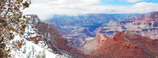 vista panorâmica do grand canyon no inverno com neve foto