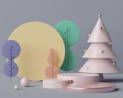 formas geométricas 3D. exibição de pódio em branco em cor pastel. pedestal minimalista ou cena de vitrine para o produto presente e maquete. foto