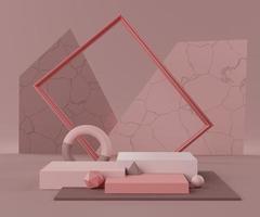 formas geométricas 3D. cena mínima com pódio. plataformas vazias, palco, pedestal e vitrine para maquete. espaço em branco para exibição do produto. abstrato para publicidade cosmética. foto