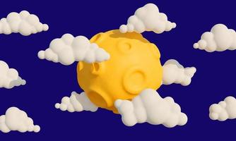lua dos desenhos animados com crateras rodeadas de nuvens fofas foto