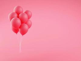 balões de férias rosa 3d render ilustração em fundo com espaço de cópia. foto