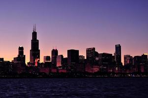 vista da silhueta de chicago foto