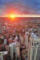 vista do pôr do sol de chicago foto