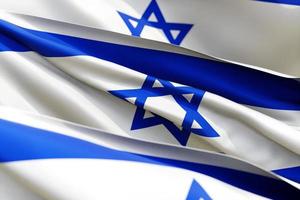 a bandeira nacional de israel de têxteis fecha em três versões, foco suave foto