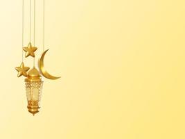 fundo islâmico ramadan kareem com renderização 3d de estrelas de lanterna e lua foto