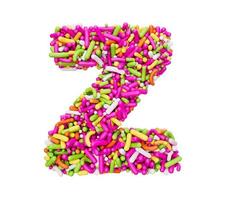 alfabeto z feito de granulado colorido letra z granulado de arco-íris ilustração 3d foto