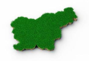 Eslovênia mapa solo geologia terra seção transversal com grama verde ilustração 3d foto