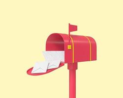 caixa de correio vintage, caixa postal, ícone 3d de caixa de correio. caixas de entrega ao ar livre, caixas de correio de rua, caixas de correio. caixa de correio vermelha em pé. ilustração renderizada em 3D foto