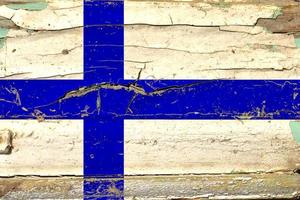 bandeira 3D da Finlândia na madeira foto