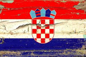 bandeira 3D da Croácia na madeira foto