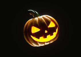 abóbora assustadora amarela de halloween com renderização 3d de olhos claros foto