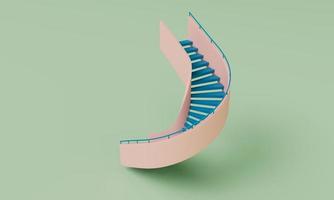 3d renderizar escadas de cor rosa em fundo verde duende foto
