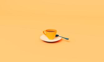 3d renderizar um conjunto de xícara de café quente, chá com colher foto