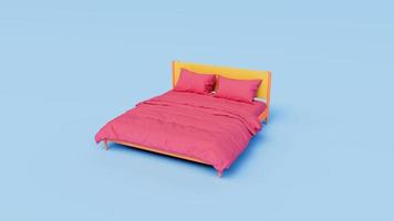 ilustração de renderização 3d de cama de cor rosa