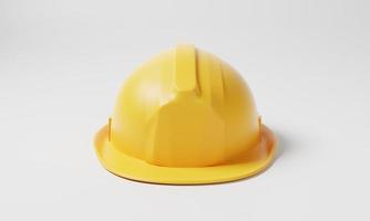capacete de segurança capacete amarelo sobre fundo branco. conceito de engenharia de negócios e construção. renderização de ilustração 3D foto