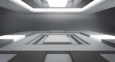 fundo de espaço de palco branco futurista e retângulo claro, renderização em 3d foto